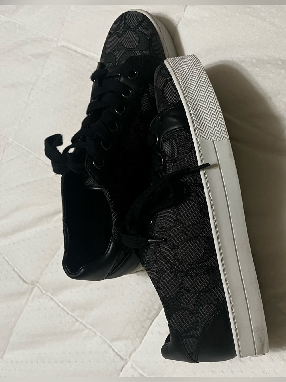 Coach Black Logo Canvas Low-Top Sneakers - Picture 2 of 5